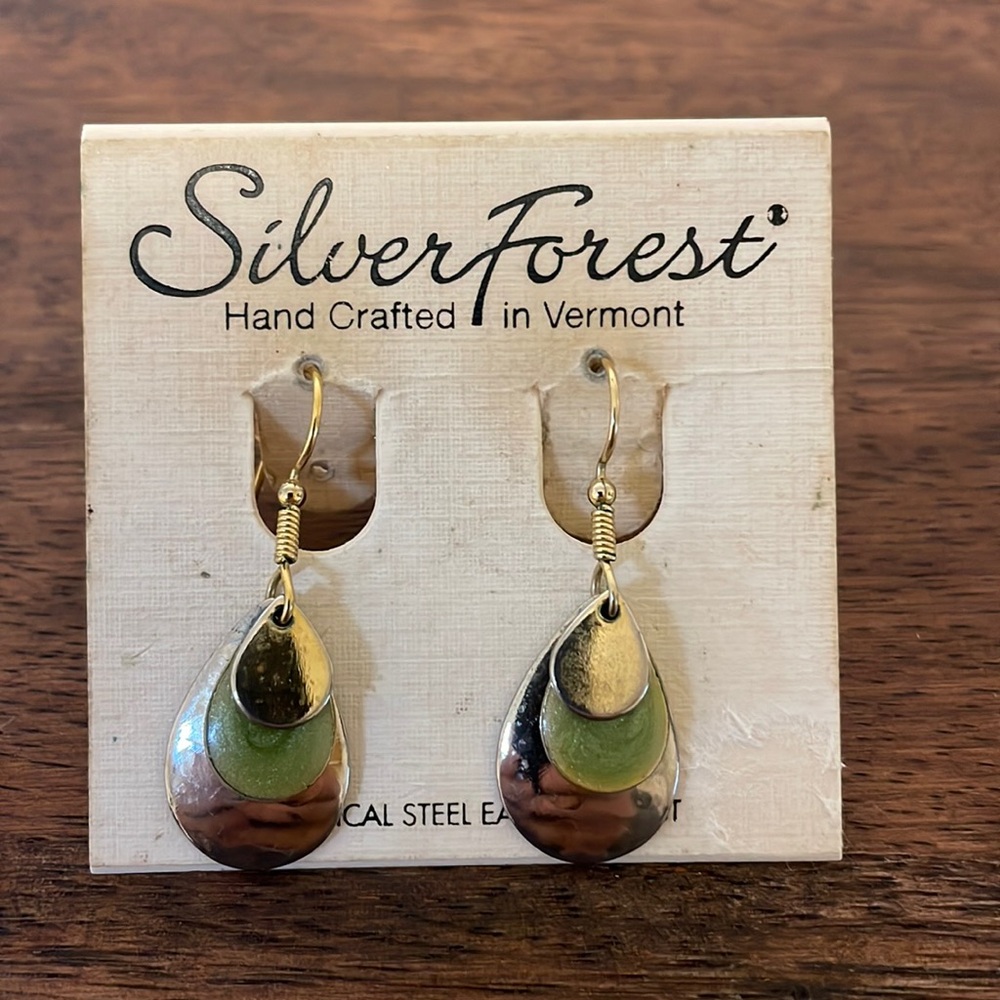Handmade Silver Forest Dangle‎ Earrings